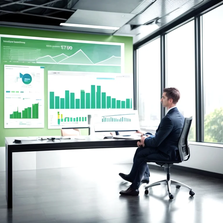 計画書とグラフを確認するビジネスパーソン